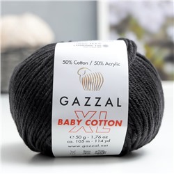 Пряжа "Baby Cotton XL" 50% хлопок, 50% полиакрил 105м/50гр (3433 чёрный)