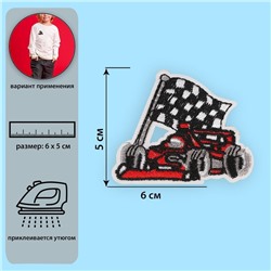 Термоаппликация «Гоночная машина», 5 × 6 см, цвет красный/чёрный