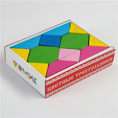 Треугольники Цветные, 16 элементов, 8 карточек с заданиями