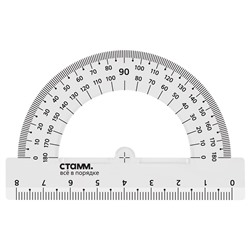 Транспортир пластиковый  8см, 180° ("СТАММ", ТР-30493) прозрачный