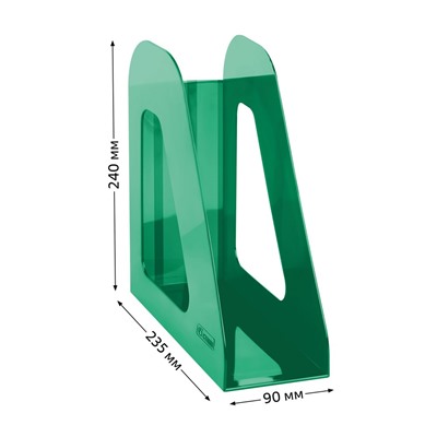 Лоток вертикальный для бумаг СТАММ "Фаворит" тонированный зеленый (ЛТВ-30557) ширина 90мм