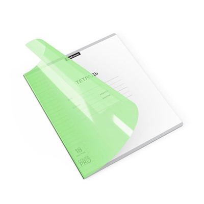 Тетрадь 18л. ErichKrause линия "Классика. CoverPro Neon. Зеленая" (56367) пластиковая обложка