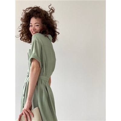 6198 Платье-рубашка из лиоцелла в пыльном зелёном