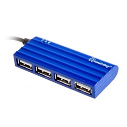Разветвитель USB 2.0 "SmartBuy", 4 порта (SBHA-6810-В) голубой