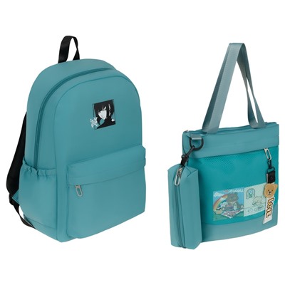 Рюкзак MESHU "Kawaii" с сумкой-шопером 33*30см  и пеналом (MS_57785) 43*30*13см, 1 отделение, 3 кармана, уплотненная спинка