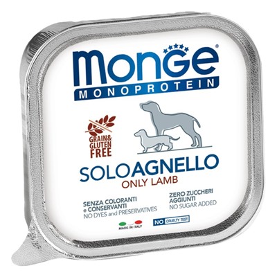 Влажный корм Monge Dog Monoproteico Solo для собак, паштет из ягненка, ламистер, 150 г