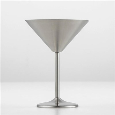 Бокал-мартинка, 270 мл, 16×12 см, для коктейлей, матовый, цвет серебряный