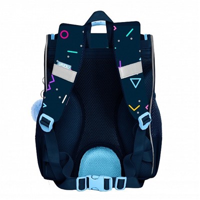 Рюкзак GRIZZLY с мешком для обуви "Геометрия" (RAm-284-10) 33*25*13см, цвет т.-синий, анатомическая спинка