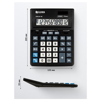 Калькулятор настольный ELEVEN Business Line CDB1201-BK, 12-разрядный, 157*200*35мм, дв.питание