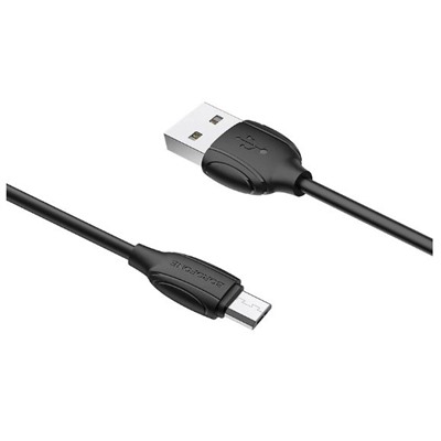 Кабель microUSB - USB, 1 м, в ПВХ оплетке, В КОРОБКЕ (BX19, 6931474701770) "Borofone", черный, 2.0A