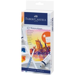 Акварель художественная Faber-Castell "Watercolours", 12 цветов, 9 мл, в тубах, в картонной коробке