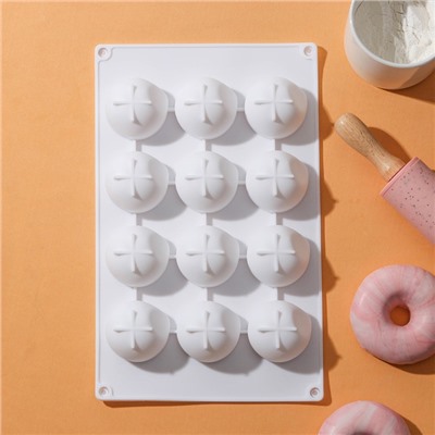 Форма выпечки и муссовых десертов Доляна «Бабл», 29×18×3 см, 12 ячеек, 5×4,5 см, цвет МИКС