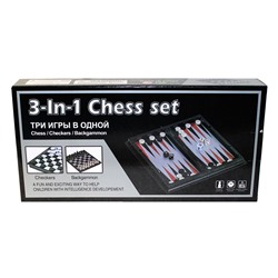 Шахматы, шашки, нарды, 3 в 1, магнитные, размер поля 24*24см (9518/3230) улучш. качество