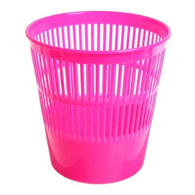 Корзина для бумаг и мусора ErichKrause Neon Solid, 9 литров, пластик, сетчатая, розовый неон