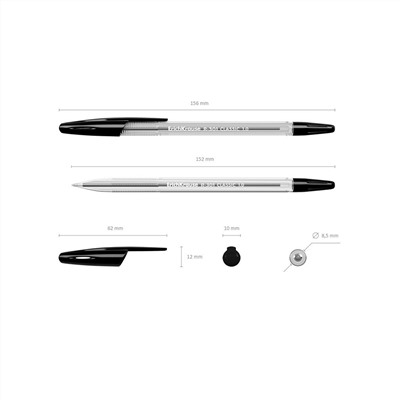 Ручка шар. ErichKrause "R-301 Classic" (43185) черная, 1мм, прозрачный корпус
