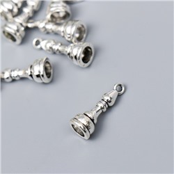 Декор металл для творчества "Шахматная фигура - Слон" серебро G165B825 2,1х0,8 см