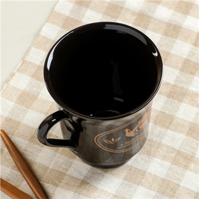Кружка "Водолей", деколь чай, керамика, чёрная, 0.35 л