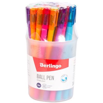 Ручка шар. Berlingo "Starlight" (CBp_07250) синяя, 0.7мм, игольчатый стержень, цветной корпус ассорти