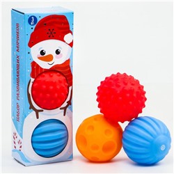 Подарочный набор развивающих массажных мячиков «Снеговичок», 3 шт.