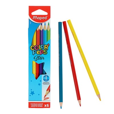 Карандаши трёхгранные, 6 цветов, Maped Color Peps