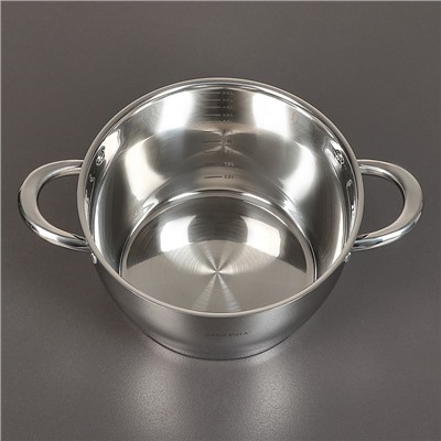 Набор посуды «Клара», 4 предмета: кастрюли 3,4/5,8 л, ковш 1,9 л, сотейник с антипригарным покрытием d=24 см, капсульное дно, стеклянные крышки