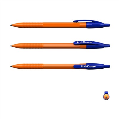 Ручка шар. автомат. ErichKrause "R-301 Orange" (38512) синяя, 0.7мм, оранжевый корпус