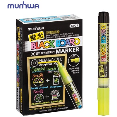 Маркер меловой MunHwa "Black Board Marker" шир. линии 3 мм, желтый (BM-08) на водной основе