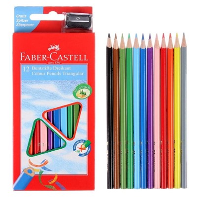 Карандаши 12 цветов Faber-Castell ECO 1205 7/2.8 мм, трёхгранный корпус, с точилкой