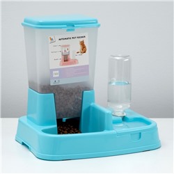 Комплекс: контейнер для корма (1,5 кг), съемная миска и поилка, голубой