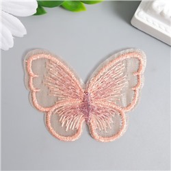 Декор для творчества текстиль вышивка "Бабочка кремовая" 5 см