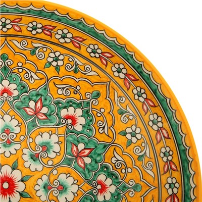 Ляган Риштанская Керамика "Цветы", 31 см, жёлтый