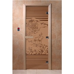 Дверь «Япония», размер коробки 190 × 70 см, правая, цвет матовая бронза