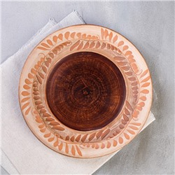 Тарелка "Ангоб", плоская, красная глина, 22 см