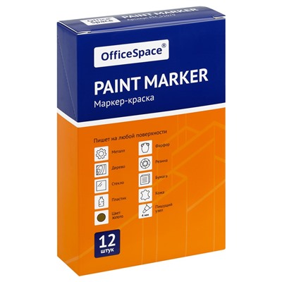 Маркер-краска лаковый OfficeSpace, золото 1-4мм (PM_51079) на нитрооснове