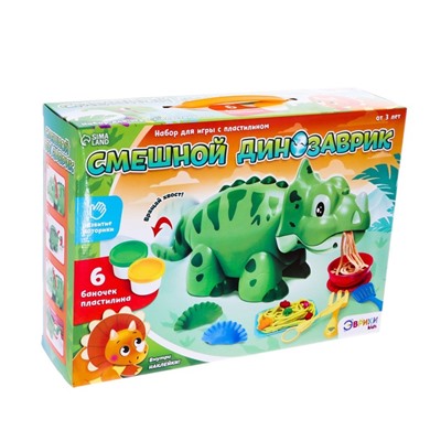 Набор для игры с пластилином «Веселый динозаврик», 6 баночек с пластилином