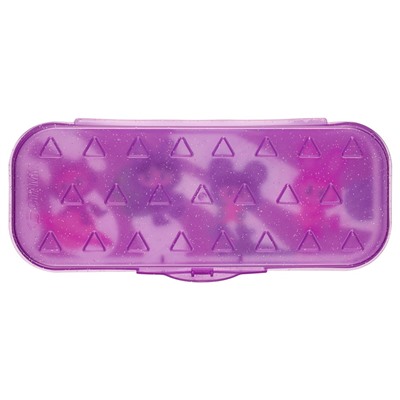 Пенал-футляр "Звездочки" тонированный фиолетовый, с блестками, 215*90*43 (ПН-31471, СТАММ) пластик