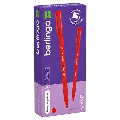 Ручка гелевая Berlingo "Apex E" стираемая, 0.5мм красная (CGp_50213) трехгранная