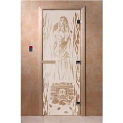 Дверь «Горячий пар», размер коробки 200 × 80 см, правая, цвет сатин