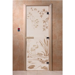 Дверь «Камышевый рай», размер коробки 190 × 70 см, левая, цвет сатин