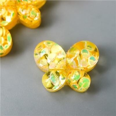 Декор для творчества пластик "Бабочка жёлтая" кристалл 1,4х1,1 см