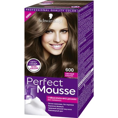 Краска-мусс для волос Perfect Mousse, тон 600, светлый каштан