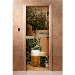 Дверь с фотопечатью, стекло 8 мм, размер коробки 190 × 70 см, правая, цвет А017