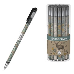 Ручка гелевая ErichKrause "Natural Life Stick" (54533) черная, 0.38мм, игольчатый стержень, корпус с принтом в ассорт.