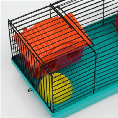 Клетка-мини для грызунов "Пижон" №1, укомплектованная, 27 х 15 х 13 см, бирюзовая