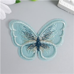 Декор для творчества текстиль вышивка "Бабочка зелёная" 5 см