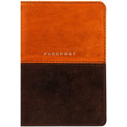 Обложка "Паспорт" OfficeSpace "Duo" (311098) натур. кожа, тиснение фольгой, осень/коричневый