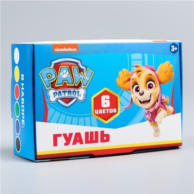 Гуашь 6 цветов по 20 мл, Paw Patrol, карамельная