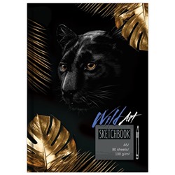 Скетчбук А5  80л., тв.обл. "Wild Art" (С5т80_лм_вл 9647, BG) матовая ламинация, выб. лак, бежевый блок