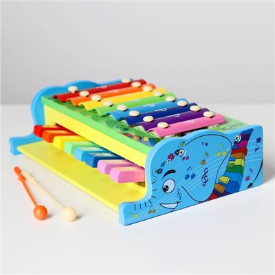Детская музыкальная игрушка «Металлофон с клавишами и палочкой» 25,5х18х7,5 см