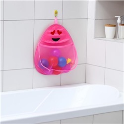 Сетка для хранения игрушек в ванной с петелькой «Смайлик», цвет розовый